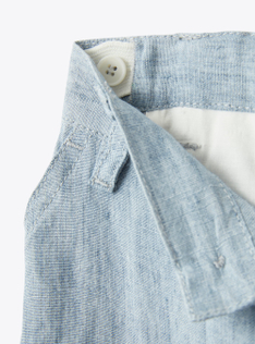 Trousers for baby boys in sky-blue linen - Light blue | Il Gufo