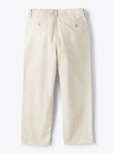 Long trousers in beige-&-white striped seersucker - Beige | Il Gufo