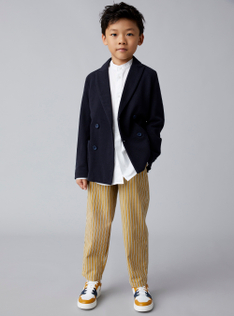 Long trousers in striped canvas - Brown | Il Gufo