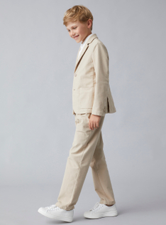 Longline trousers in herringbone-patterned stretch cotton - Brown | Il Gufo