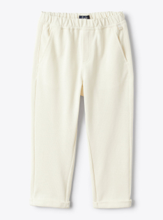 Pantalon en piqué couleur coquille d’œuf - Blanc | Il Gufo