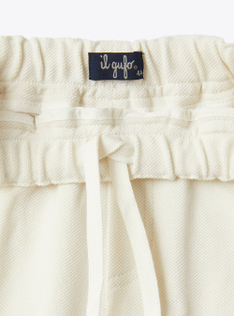 Pantalon en piqué couleur coquille d’œuf - Blanc | Il Gufo