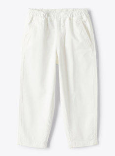 Long trousers in white garment-dyed gabardine - White | Il Gufo