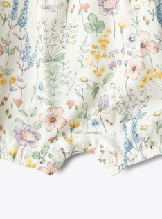 Romper suit in organic cotton with flower print - Green | Il Gufo
