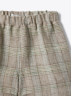 Shorts in Glen-checked linen - Brown | Il Gufo