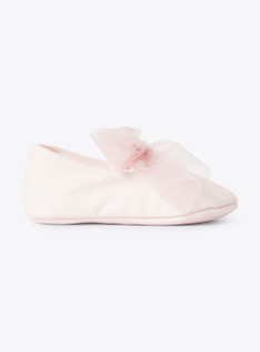 Chaussures pour bébé fille avec nœud en tulle rose - Rose | Il Gufo