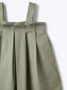 Dungarees in stretch sage-green poplin - Green | Il Gufo