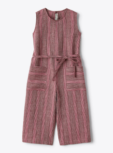Dungarees for girls in striped linen  | Il Gufo