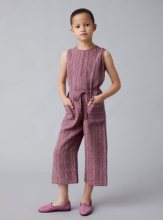 Dungarees for girls in striped linen  | Il Gufo