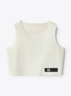 Crop top in an ivory Sensitive® Fabrics material - White | Il Gufo