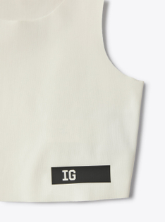Crop top in an ivory Sensitive® Fabrics material - White | Il Gufo
