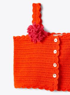Crocheted top in orange organic cotton - Orange | Il Gufo