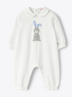Grenouillère en jersey stretch avec motif lapin - Marrone | Il Gufo