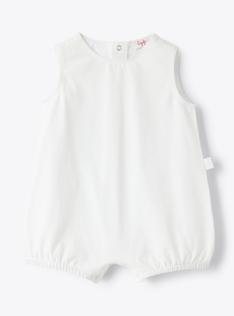 Short babysuit with Madras-checked linen detail - Violet | Il Gufo