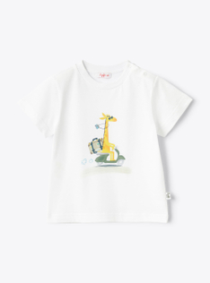 T-shirt for baby boys with giraffe print detail - White | Il Gufo