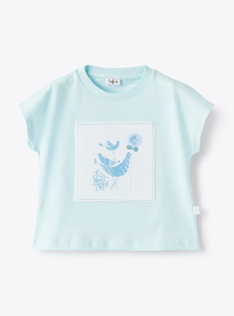 T-shirt for girls with a patch detail on the front - White | Il Gufo