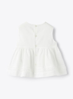 Sleeveless top in white cotton voile - White | Il Gufo