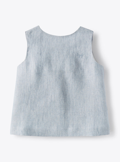 Top in lino melange celeste - Azzurro | Il Gufo