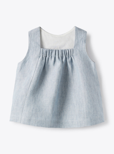 Top in lino melange celeste - Azzurro | Il Gufo