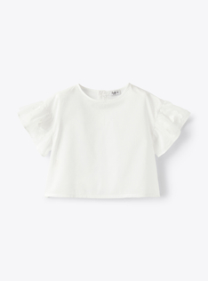 White top with embroidered sleeves  - White | Il Gufo