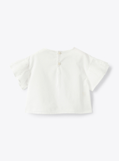 White top with embroidered sleeves  - White | Il Gufo
