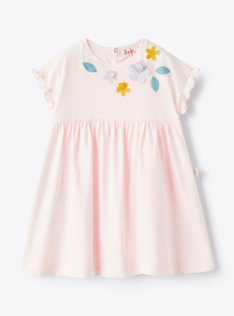Dress for baby girls in pink jersey - Pink | Il Gufo