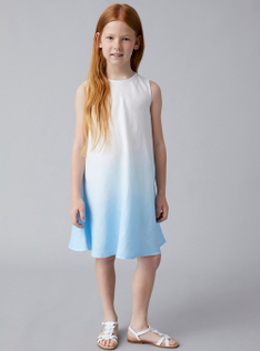 Robe en lin avec teinture en dégradé couleur genévrier - Marrone | Il Gufo