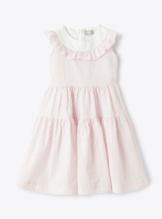 Dress in striped seersucker  - Pink | Il Gufo
