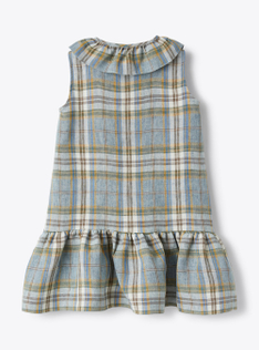 Vestito in lino stampa madras - Beige | Il Gufo