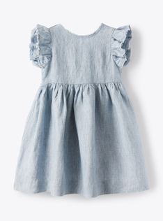 Robe en lin avec nœud bleu ciel chiné - Bleu clair | Il Gufo