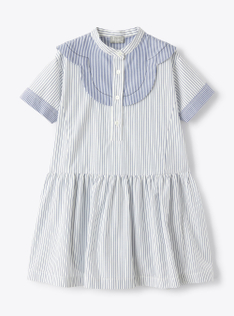 Vestito in popeline a righe - Blu | Il Gufo