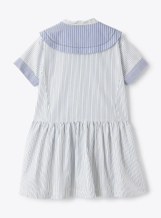 Vestito in popeline a righe - Blu | Il Gufo