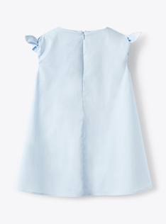 Vestito in popeline stretch con fiocchetti azzurro fiordaliso - Azzurro | Il Gufo