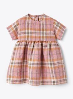 Vestito in lino stampa madras | Il Gufo