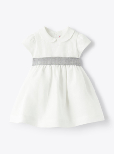 Vestito da neonata in lino - Bianco | Il Gufo