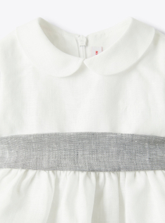 Vestito da neonata in lino - Bianco | Il Gufo