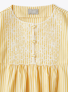 Dress with embroidered flowers - Yellow | Il Gufo