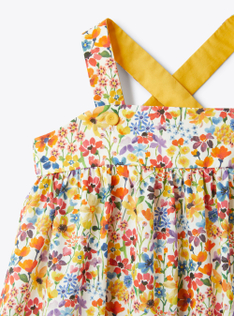 Sleeveless dress in a Liberty-Fabric material - Yellow | Il Gufo