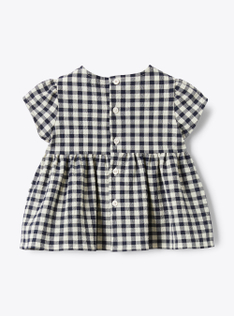 Top aus Vichy-Seersucker - Blau | Il Gufo