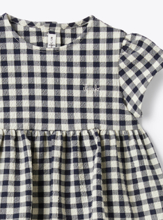 Top aus Vichy-Seersucker - Blau | Il Gufo