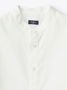 Camicia coreana in popeline - Bianco | Il Gufo