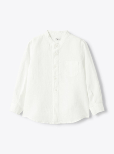 Camicia coreana in lino - Bianco | Il Gufo