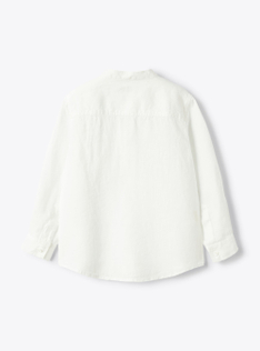 Camicia coreana in lino - Bianco | Il Gufo