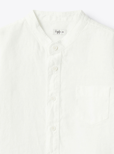 Camicia coreana in lino - Bianco | Il Gufo