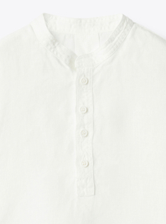 Camicia coreana in lino - Bianco | Il Gufo