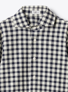 Camicia in seersucker a quadretti - Blu | Il Gufo