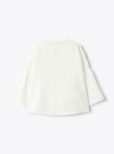 Leinenbluse mit Raffung - Weiss | Il Gufo