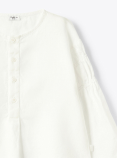 Leinenbluse mit Raffung - Weiss | Il Gufo