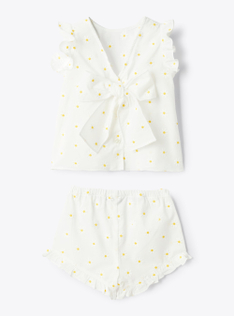 Muslin two-piece set with embroidery - White | Il Gufo