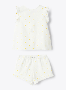 Muslin two-piece set with embroidery - White | Il Gufo